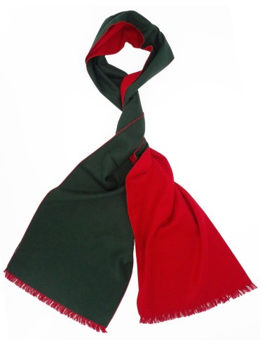 Silk Comfort Scarf Silkeborg Red - Pine green - Brushed Silk