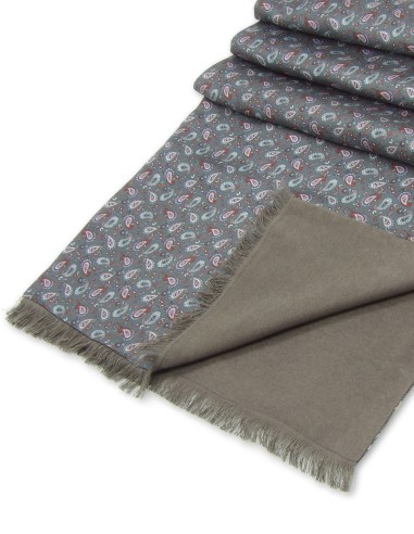 Mens Lined Silk Scarf Milano Paisley Taupe