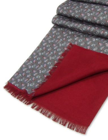 Mens Lined Silk Scarf Milano Paisley Wine Red